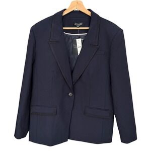 J. Crew Preppy Old‎ Money Vivienne Wool Blazer Navy 18 CI618 Dark Academia